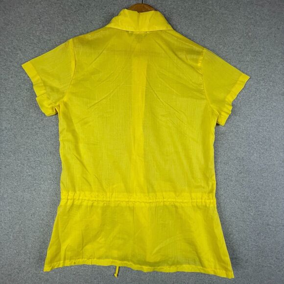 Vintage Blouse Women 16 Yellow Dagger Collar Teddi Of California 70s Retro Disco - Picture 2 of 6